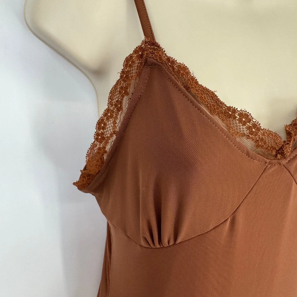 Shein Asymmetrical Fairy Dress Womens Large Brown Ruffle Layered Lace Trim